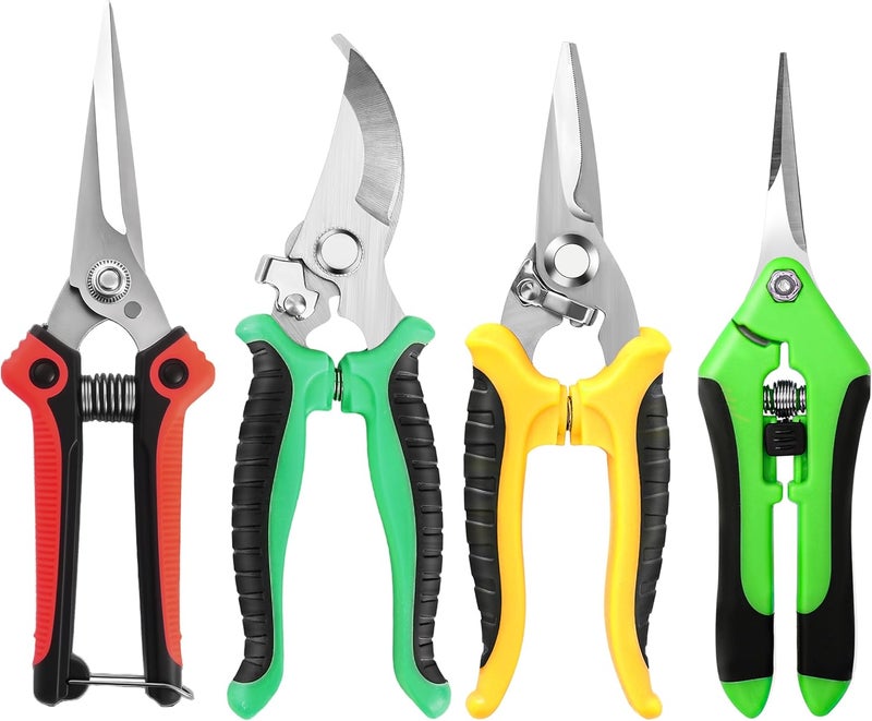 EWPJDK 4 Pack Garden Pruning Shears, Stainless Steel Garden Shears, Gardening Shears, Garden Scissors, Clippers, Pruning Snips, Pruning Shears for Gardening Tools (Multi-color) - Image 1